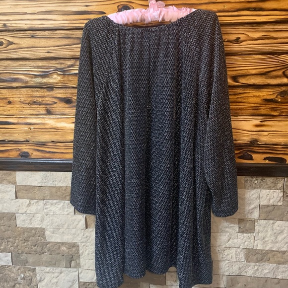 Catherines Black Silver Metallic Plus Sz Designer Blouse Top Silver Hardware 4X - Picture 4 of 5